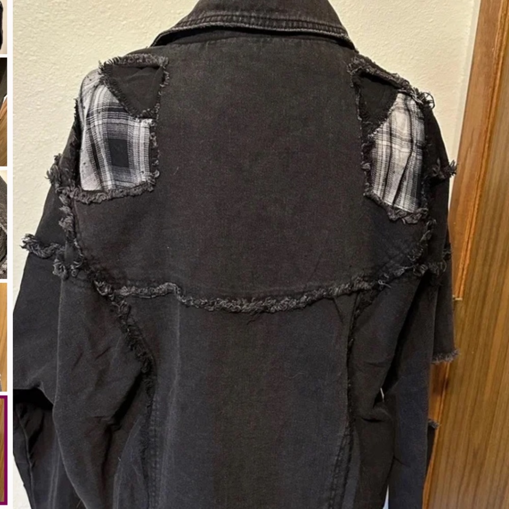 🌼 Easel “ Danny “ Easel Distressed Denim Moto Style Jean Jacket 61 - Picture 8 of 8